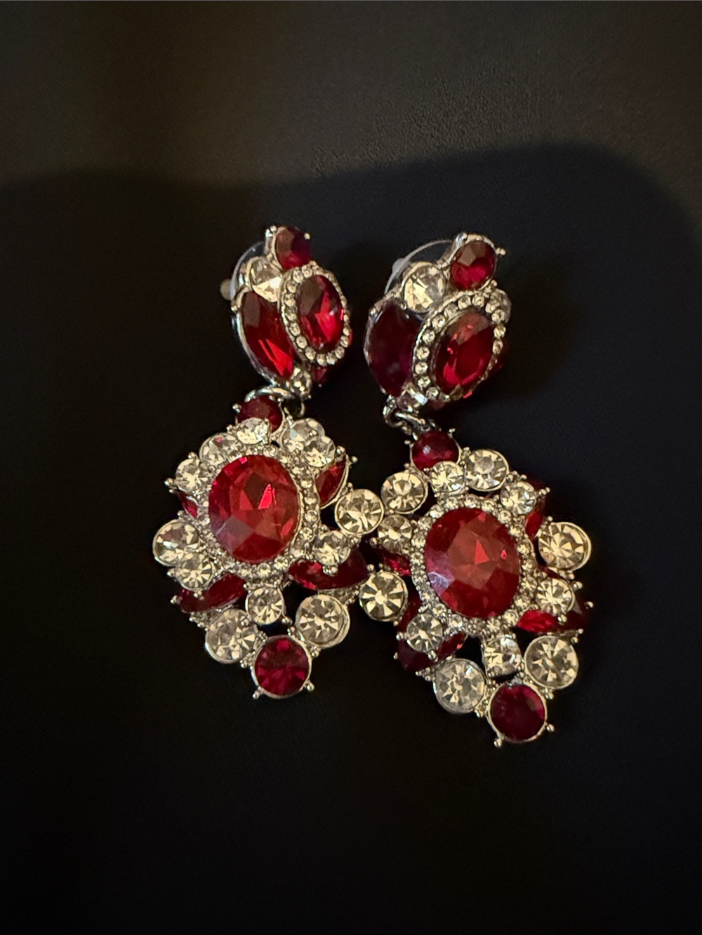 Elegant Red Crystal Drop Earrings - Brand: